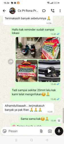Testimonial Papan Bunga wanasalam